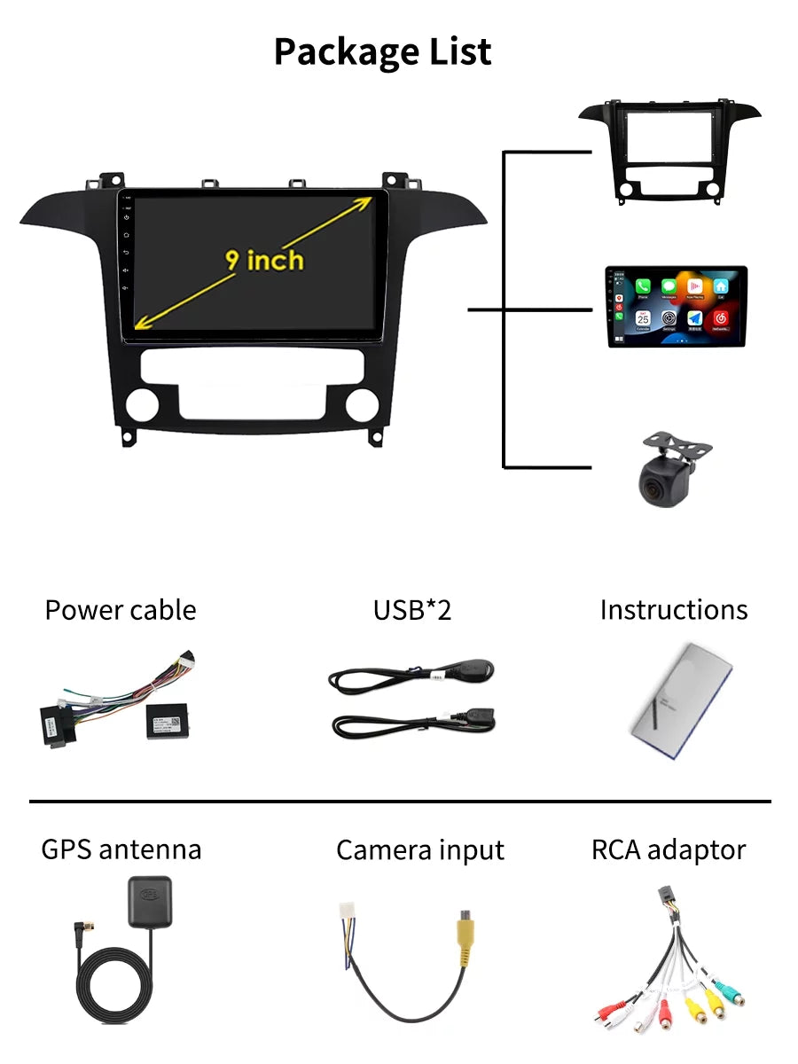 32GB Car Radio GPS Navi For Ford S Max S-MAX 2007 - 2015 Android Screen Car Stereo With Bluetootn Carplay Android Auto