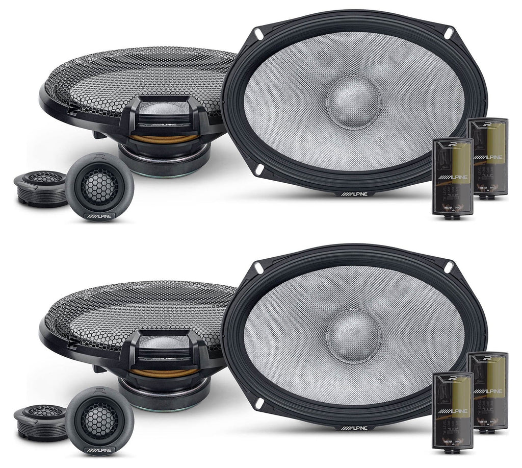 (2) Pairs Alpine R2-S69C 6x9" 2-Way Component Car Audio Speakers High-Resolution