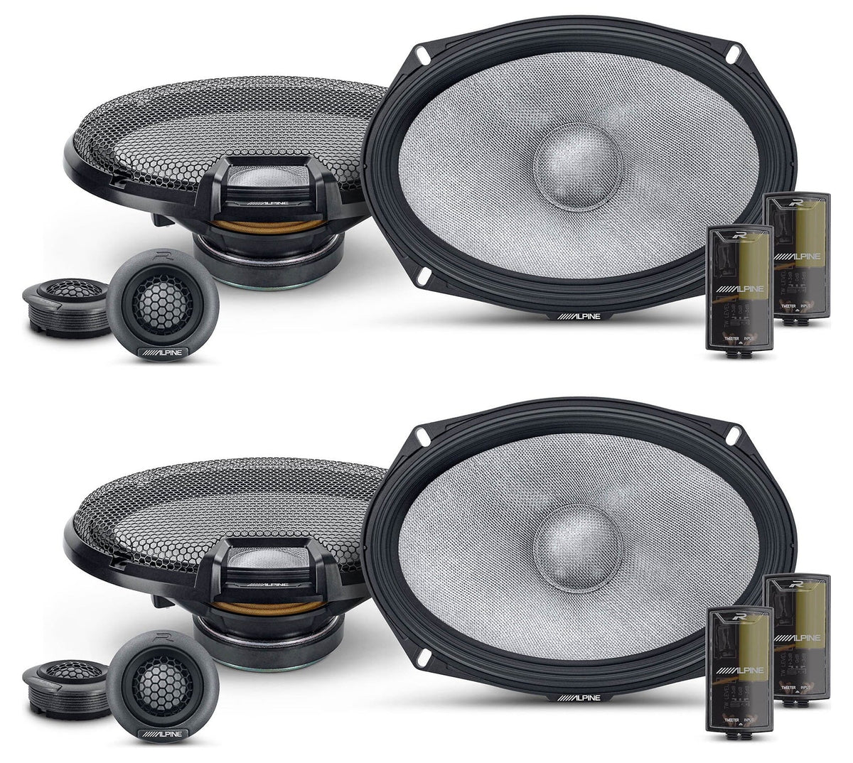 (2) Pairs Alpine R2-S69C 6x9" 2-Way Component Car Audio Speakers High-Resolution