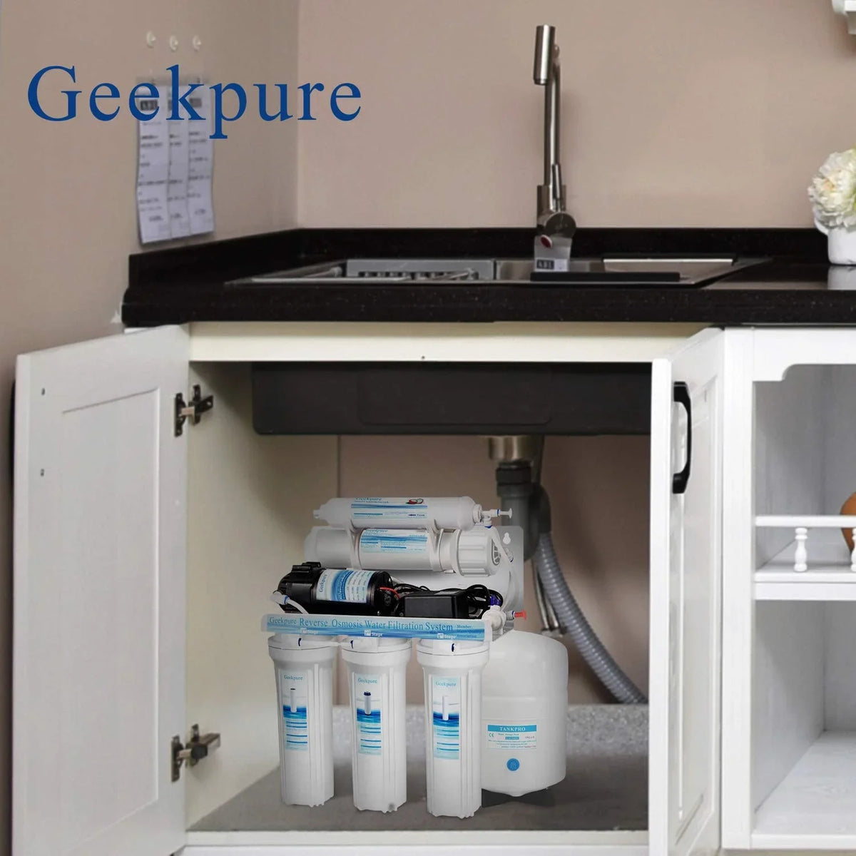 YGDU Reverse Osmosis Booster Pump Kit with Transformer + High and Low Pressure Switches + Fittings for 50-150 GPD RO System