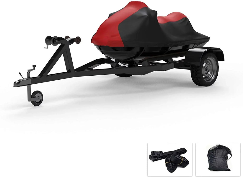 Climate Jet Ski Wrap for Yamaha EXR 2020 - RED/Black Color - All Condition - Trailerable - Protects from Rain, Sun, UV Rays, and More! Includes Trailer Straps and Storage Bag