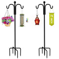 Shepherds Hooks for Outdoor, 76" Double Bird Feeder Poles with 5 Prongs, Upgraded Outdoor Plant Hanger Hooks for Bird Feeder, Plant Baskets(2 Pack)