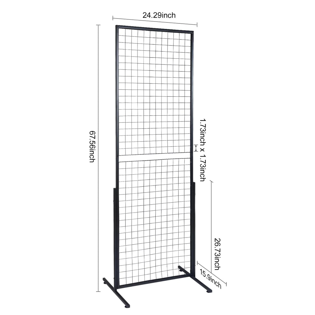 BENTISM 2' x 5.6' Grid Wall Panels Tower, 2 Packs Wire Gridwall Display Racks with T-Base Floorstanding, Double Side Gridwall Panels for Art Craft Shows, Retail Display with Extra Clips and Hooks