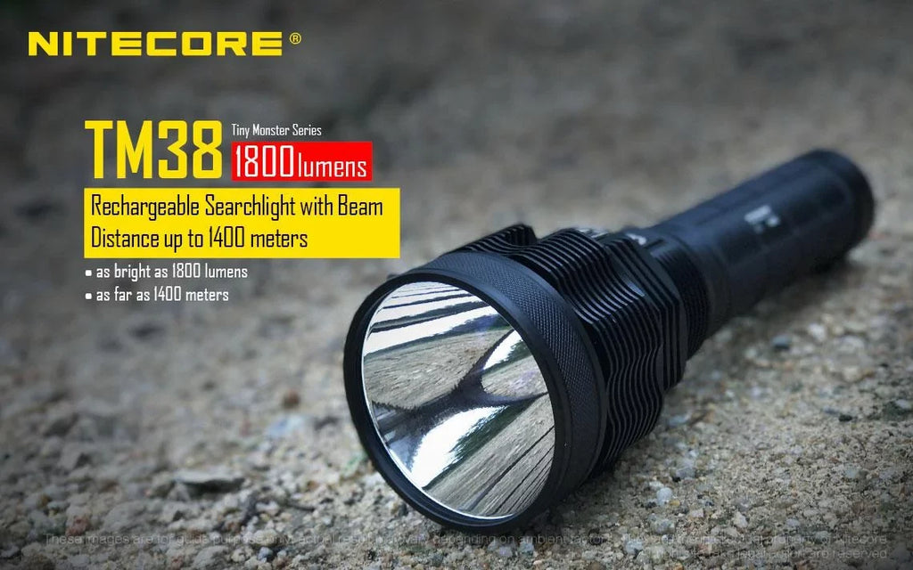 Outdoor Value Pack: Nitecore TM38 Searchlight and E4K Flashlight -Both can be Recharged on the go or at home