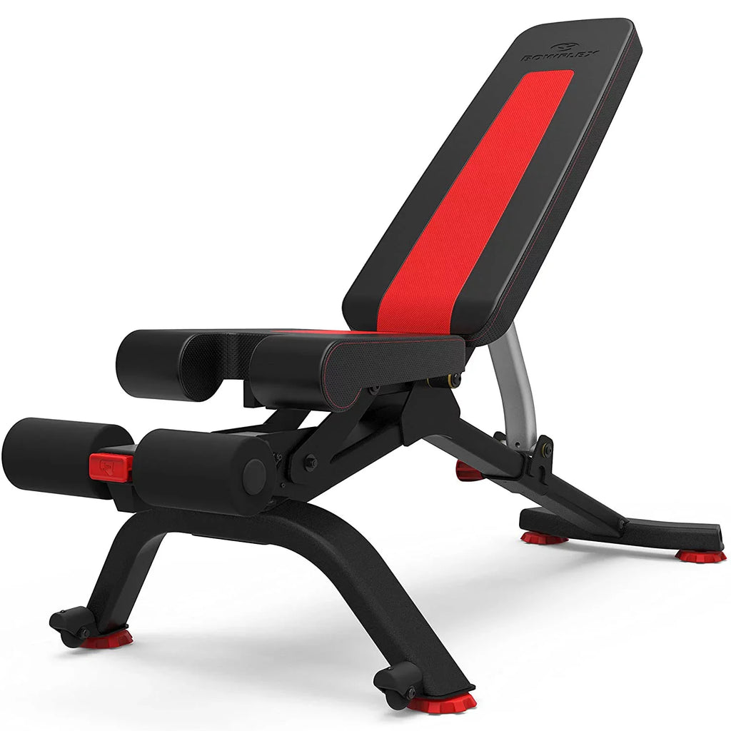 Bowflex 100675 5.1S Stowable SelectTech Adjustable Bench, 6 Adjustment Angles Bundle with Bowflex SelectTech Dumbbell Stand with Media Rack