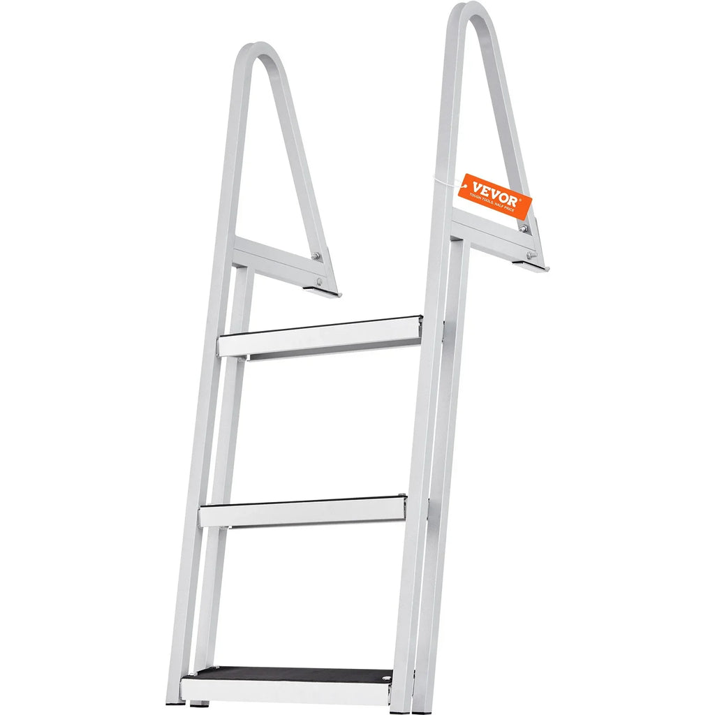 VEVOR Removable 3-Step Dock Ladder - 350 lbs Capacity, Aluminum Alloy with 4'' Wide Nonslip Steps, Simple Installation for Craft Lakes, Pools & Marine Access