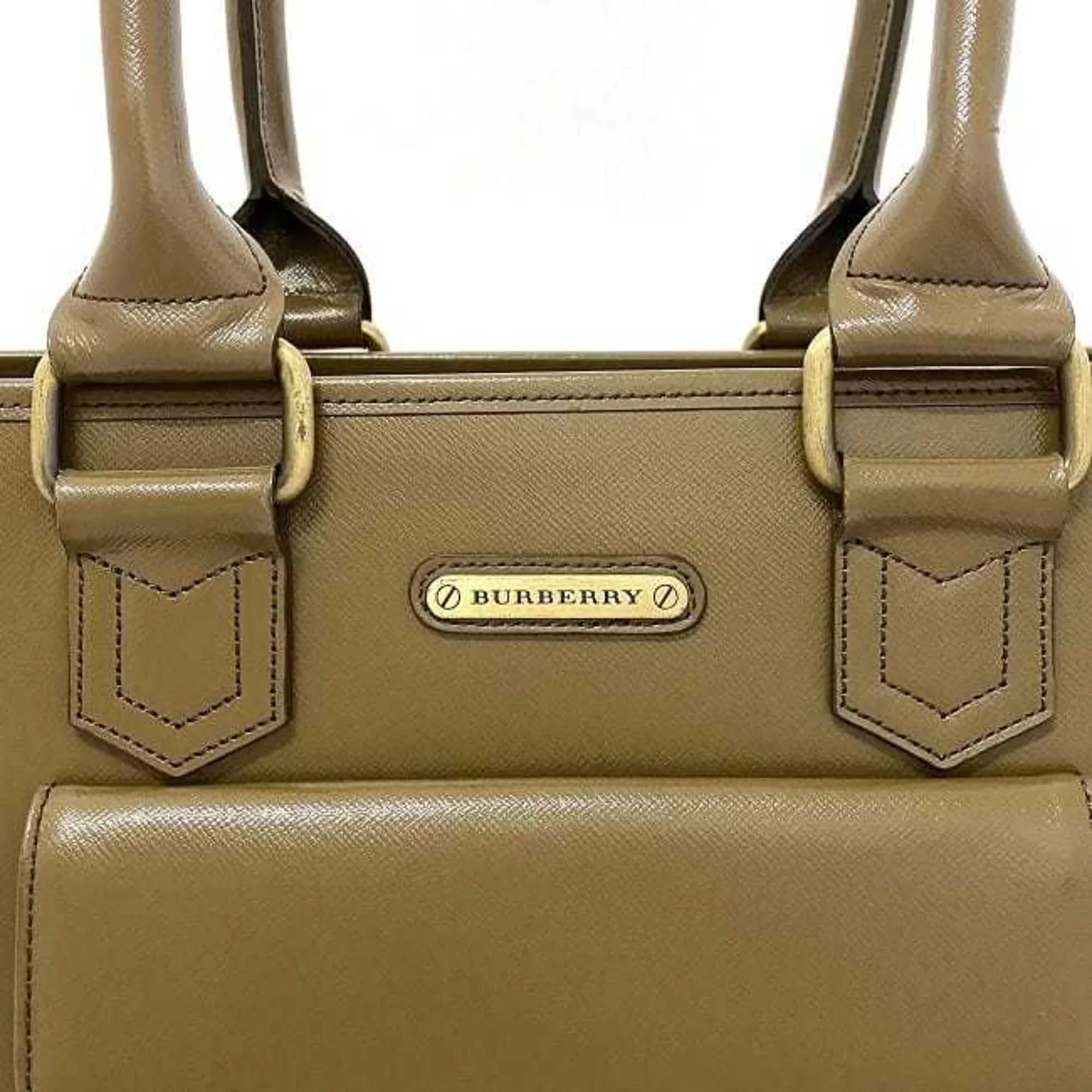 Pre-Owned Burberry tote bag brown beige PVC leather BURBERRY handbag ladies (Good)