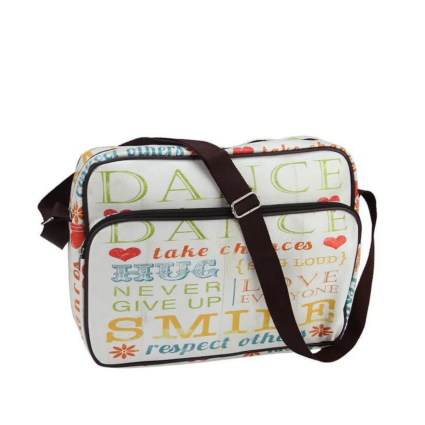 Northlight 15" Decorative Inspirational Words Design Crossbody Bag/Purse with Strap