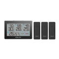 BALDR Digital Wireless Condition Station with 3 Remote Sensors, Real-Time Humidity Meter and Temperature Tracker with LCD, Touchscreen, Built-in Stand and Hanging Slot, 262 ft Max Distance - Black
