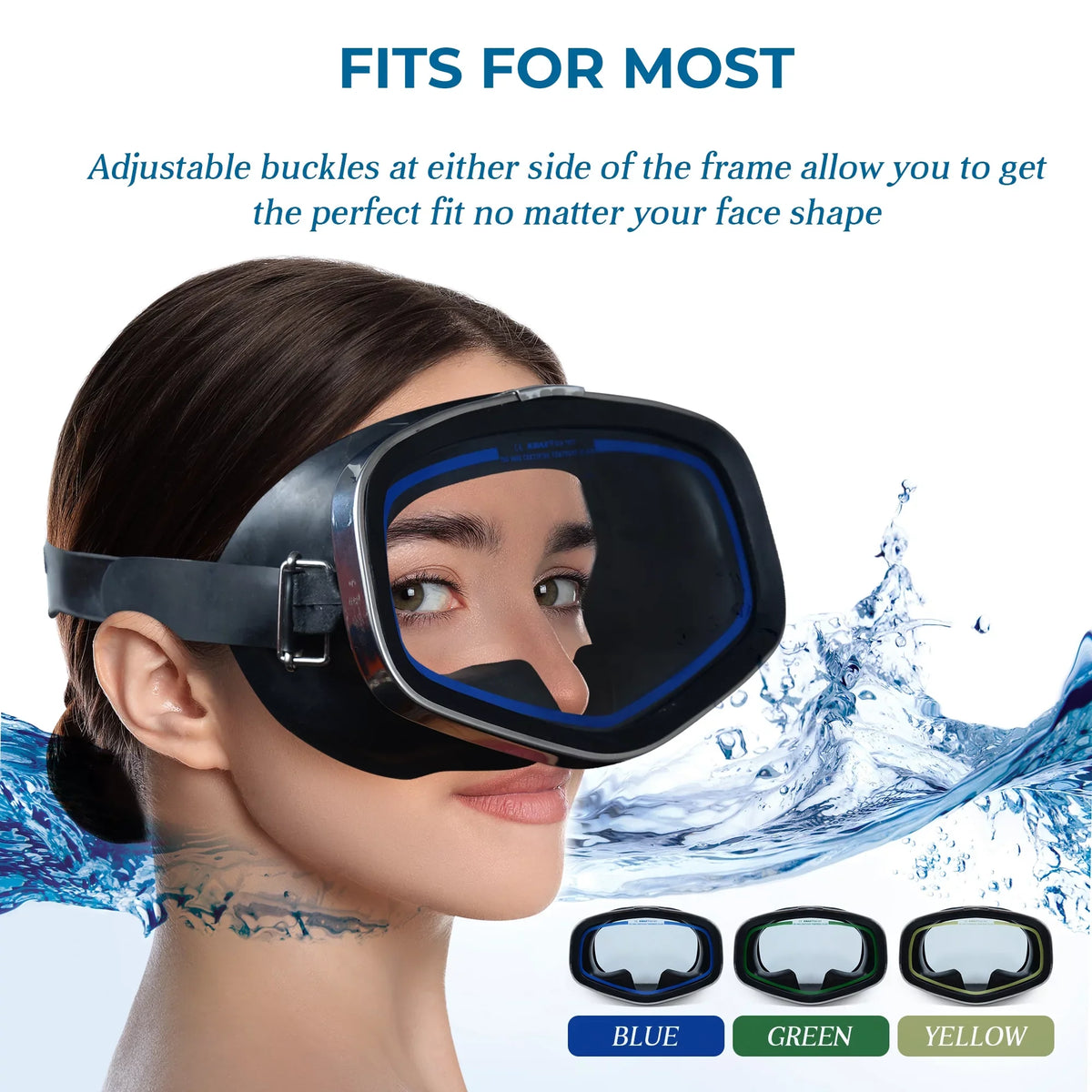 Hanway Adva Snorkel Mask – Tempered Glass Diving Goggles - Scuba Mask for Professional Diving and Snorkeling – Adjustable Fastener Silicone Molding Swimming Mask-Blue