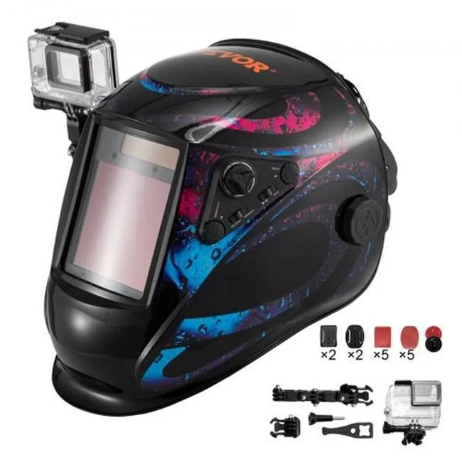 Vevor 5.888 to 13 in. True Color Solar Powered Auto Darkening Welding Helmet for 4-ARC Sensor Wide Shade