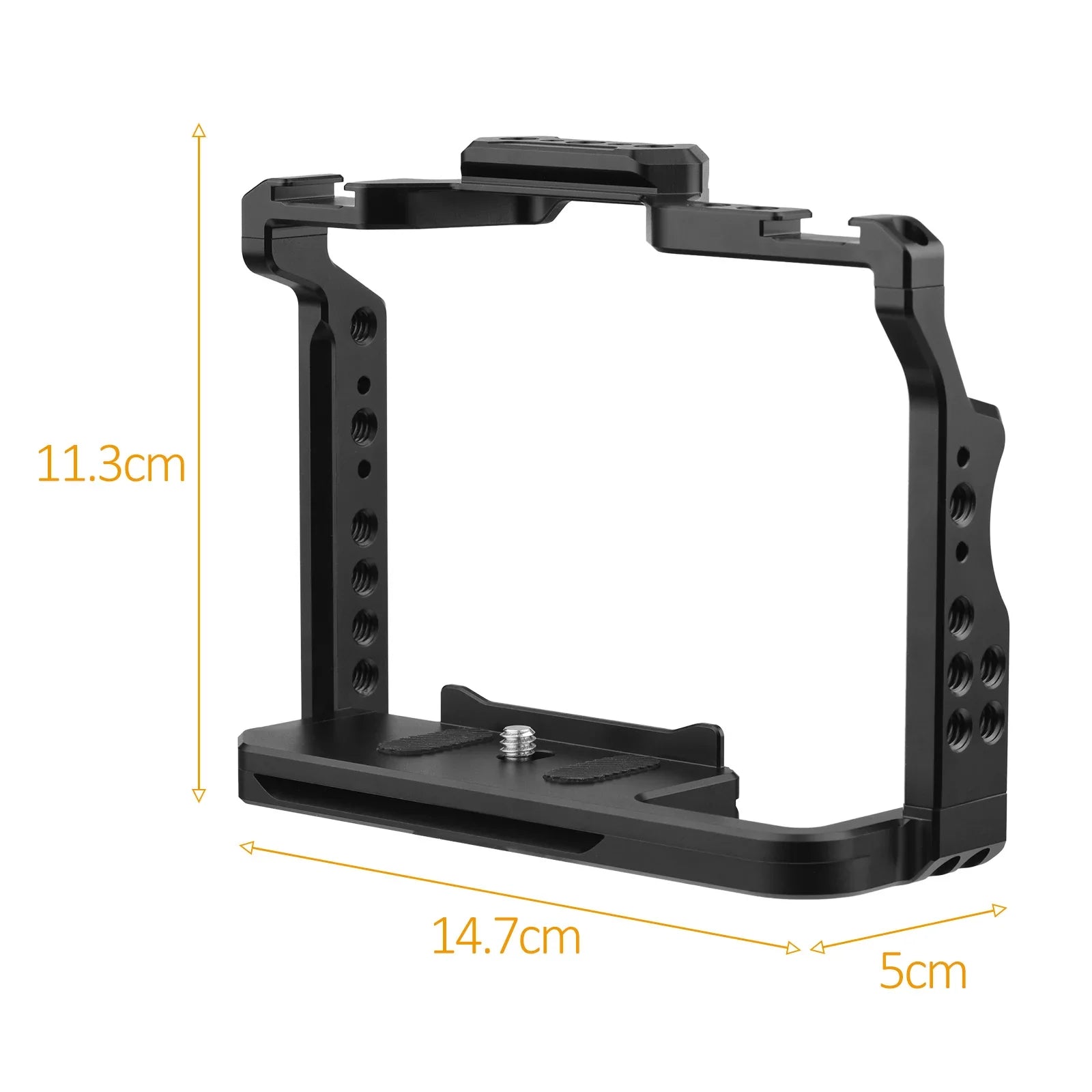 Andoer Cage Aluminum Alloy Video Cage with Dual Cold Shoe Mounts Numerous 14 Inch Threads Replacement for Sony A7IV/ A7III/ A7II/ A7R III/ A7R II/ A7S II