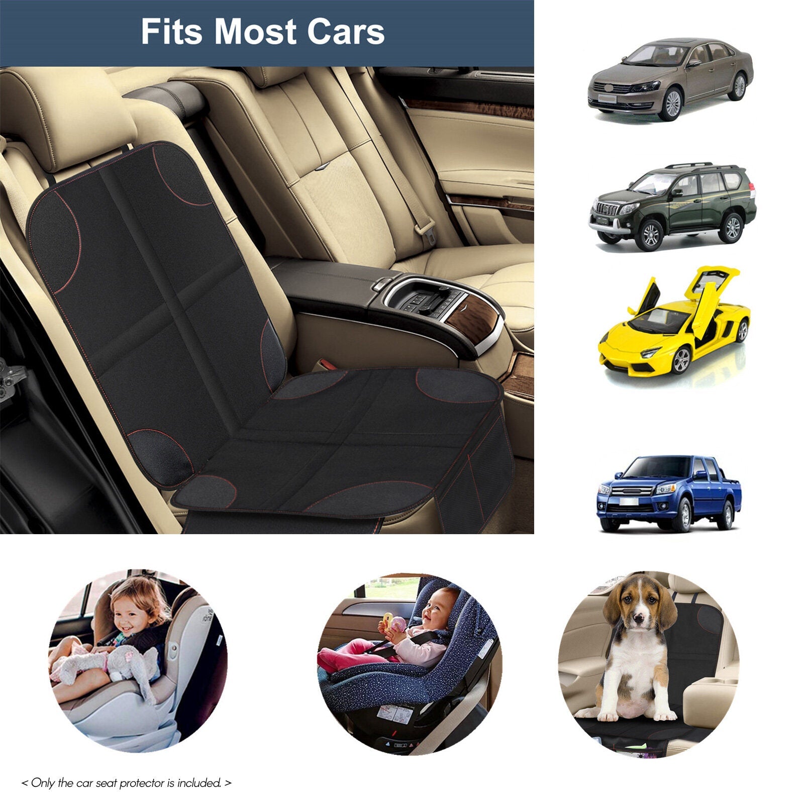 Baby Car Seat Protector Slip-Proof Strong Back Seat Wrap Mat with Organizer Pocket