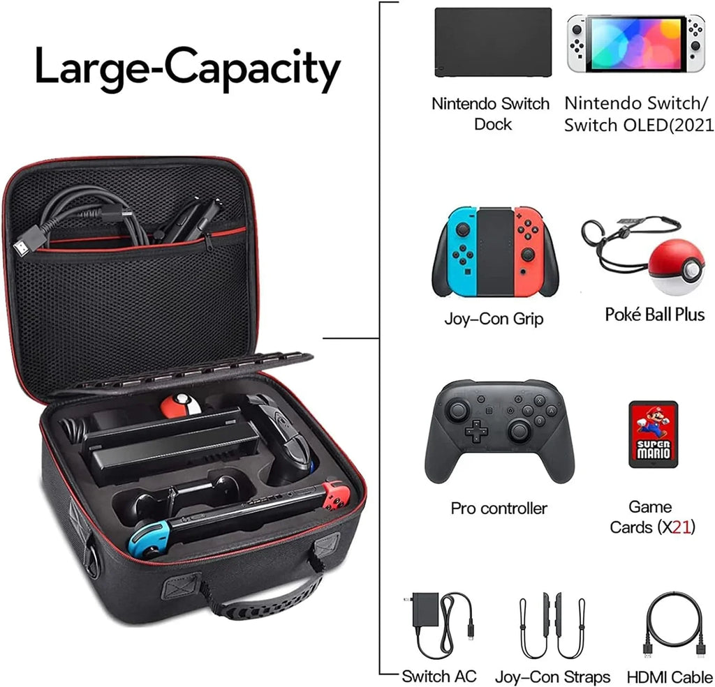 HEYSTOP Carrying Case Matching with Nintendo Switch / Switch OLED Model 2021, Portable Hard Shell Travel Bag for Switch Console & Accessories