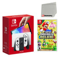 Nintendo Switch OLED Console White with New Super Mario Bros. U Deluxe and Screen Cleaning Cloth - Import with US Plug