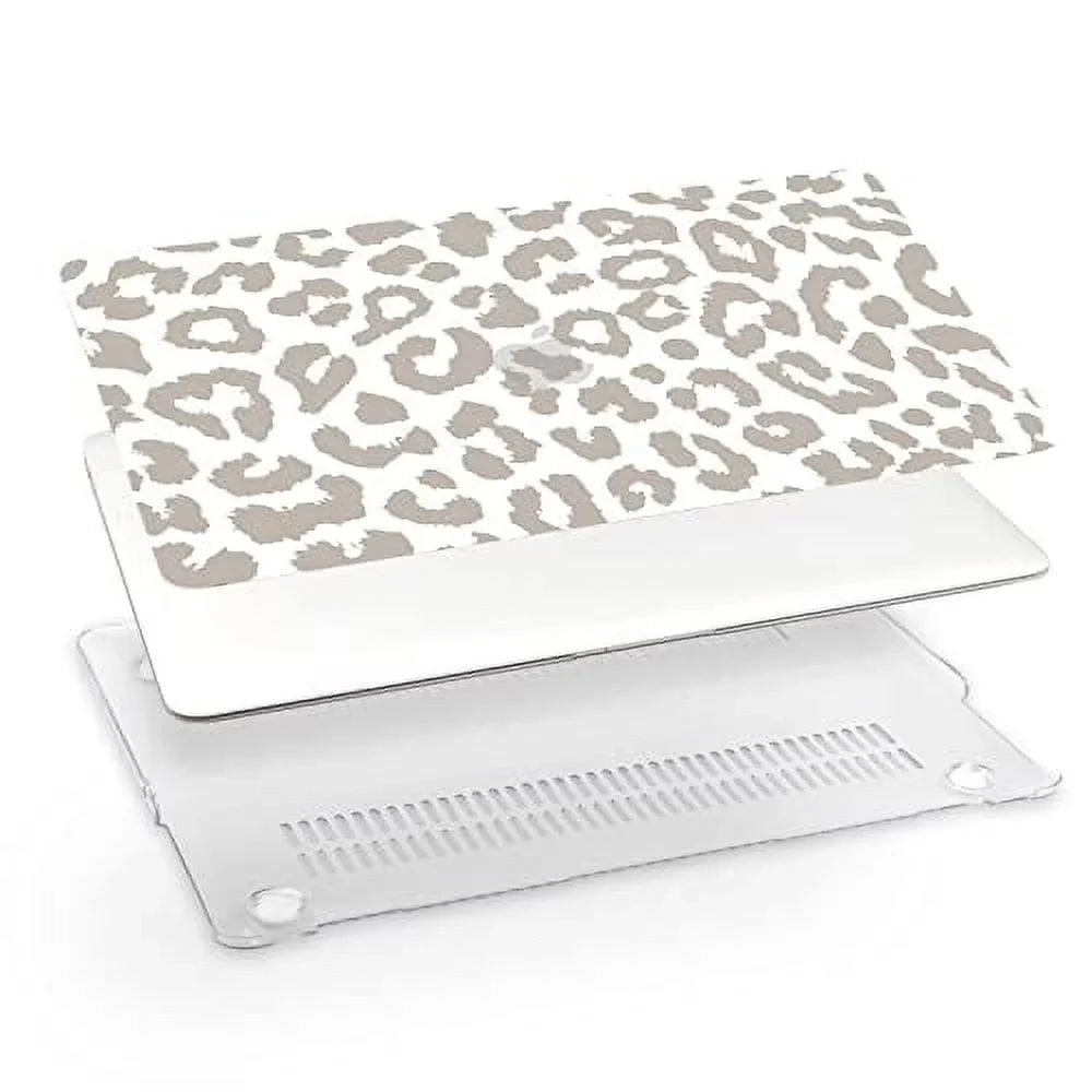 GABraden Matching with MacBook pro 13 inch Case,2020 2019 2018 2017 2016 (A2338 M1 /A2159/A2251/A2289/A1989/A1706)with Touch ID and 2 Pack Keyboard Protectors,Laptop Hard Shell（White Leopard Print）