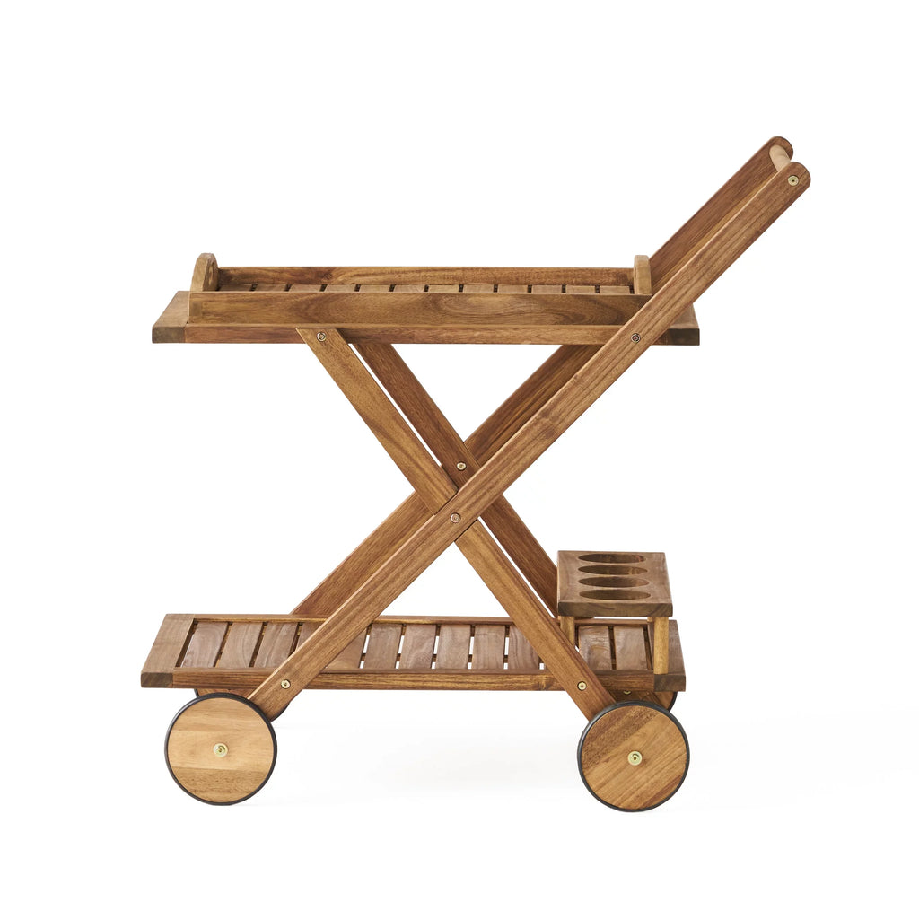 GDF Studio Kenilworth Indoor/Outdoor Acacia Wood 2 Tiered Bar Cart, Natural