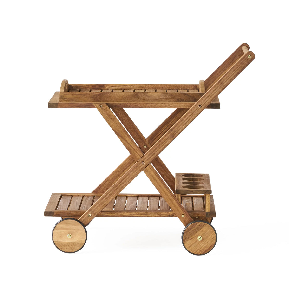 GDF Studio Kenilworth Indoor/Outdoor Acacia Wood 2 Tiered Bar Cart, Natural