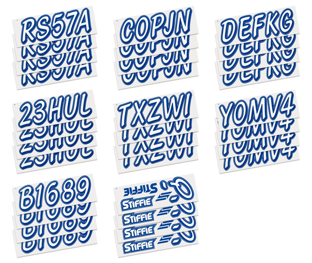STIFFIE Whipline Solid White/Navy 3" Alpha-Numeric Registration Identification Numbers Stickers Decals for Vessel & Personal Watercraft