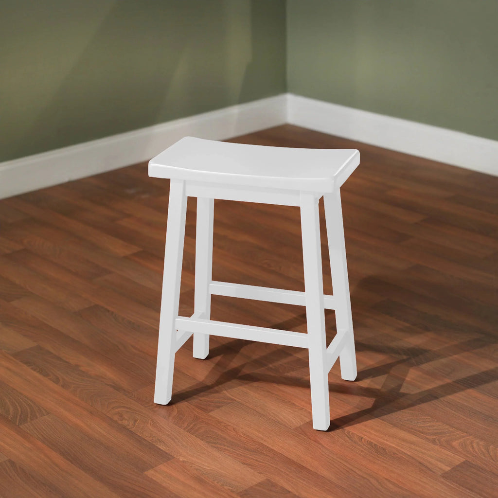 TMS Arizona 24" Indoor Saddle Counter Stool, White