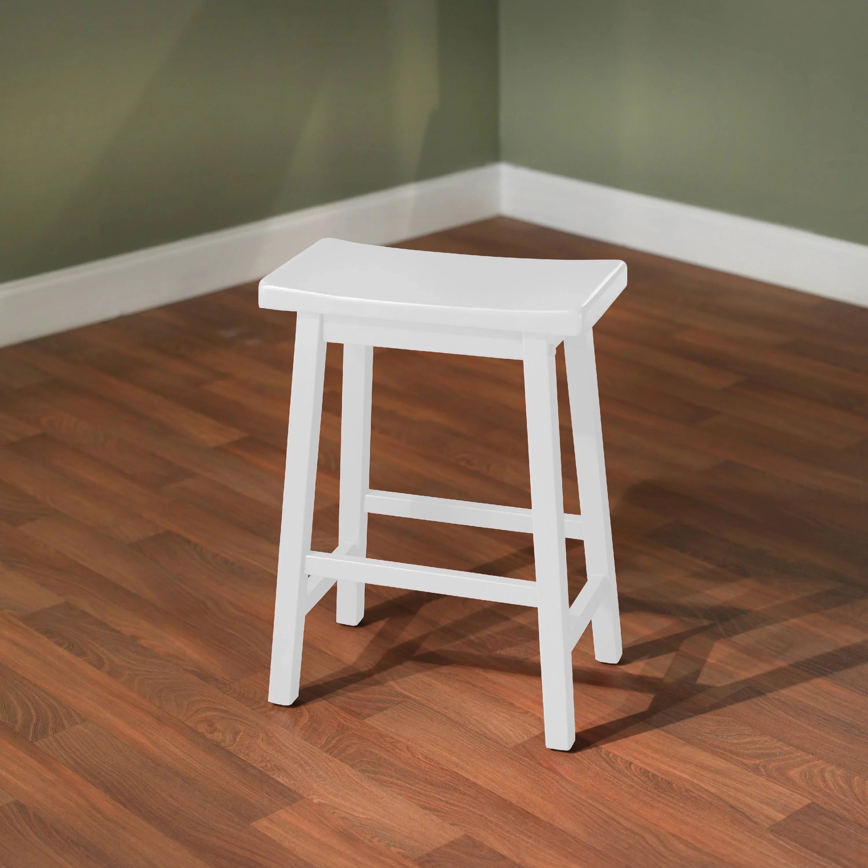 TMS Arizona 24" Indoor Saddle Counter Stool, White