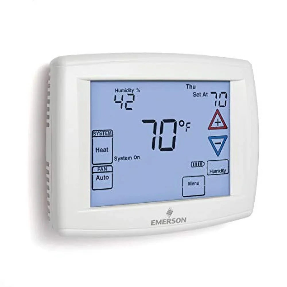 Emerson 1F97-1277 Touchscreen 7-Day Programmable Thermostat for Single-Stage and Heat Pump Systems