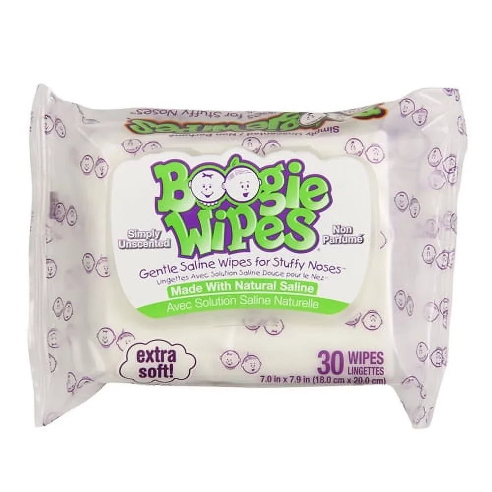 Boogie Wipes Gentle Saline Wipes For Stuffy Noses, Unscented - 30 Ea, 6 Pack