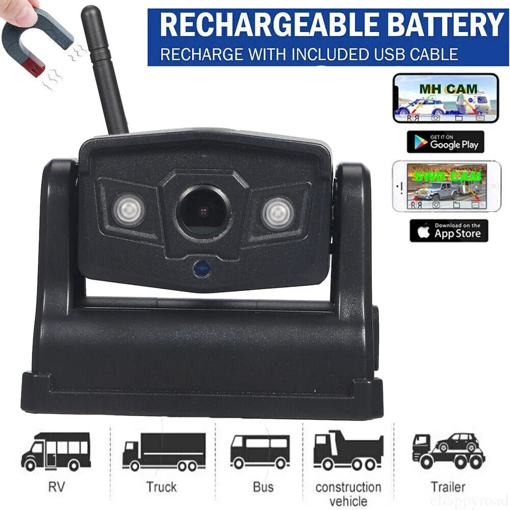 JLLOM Magnetic WiFi Wireless Backup Camera, 9600mAh Battery, Excellent for Front/Rear Vehicle View
