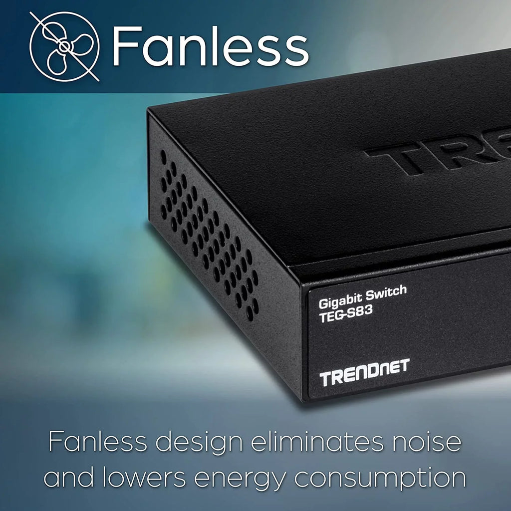 8-Port Gigabit Desktop Switch, TEG-S83, 8 x Gigabit RJ-45 Ports, 16Gbps Switching Capacity, Fanless Design,