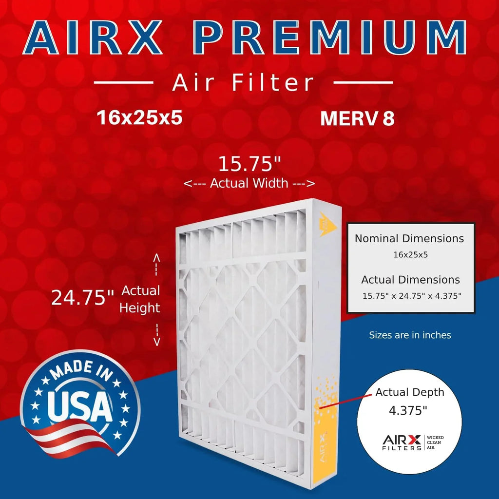 16X25x4 Air Filter MERV 8 Fitting FC100A1029 EXPXXFIL0016 Furnace Filter 2 Pack