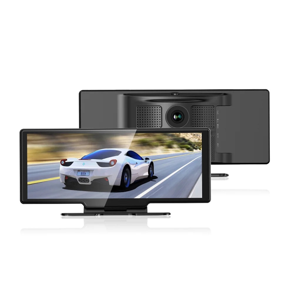 4K Front & Rear DVR Dash Camera with 10.26 Inch Touchscreen - Android Auto Suitable Built-in WiFi, G-Sensing, Loop Recording, Hands-Free Calling