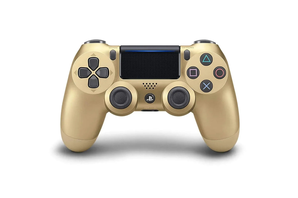 DualShock PlayStation 4 Wireless Controller - Gold Blue - Like New With Earbuds Bundle BOLT AXTION