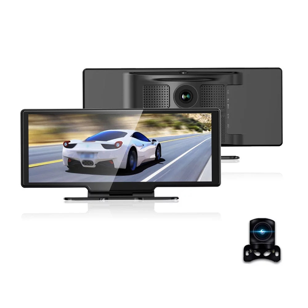 4K Front & Rear DVR Dash Camera with 10.26 Inch Touchscreen - Android Auto Suitable Built-in WiFi, G-Sensing, Loop Recording, Hands-Free Calling