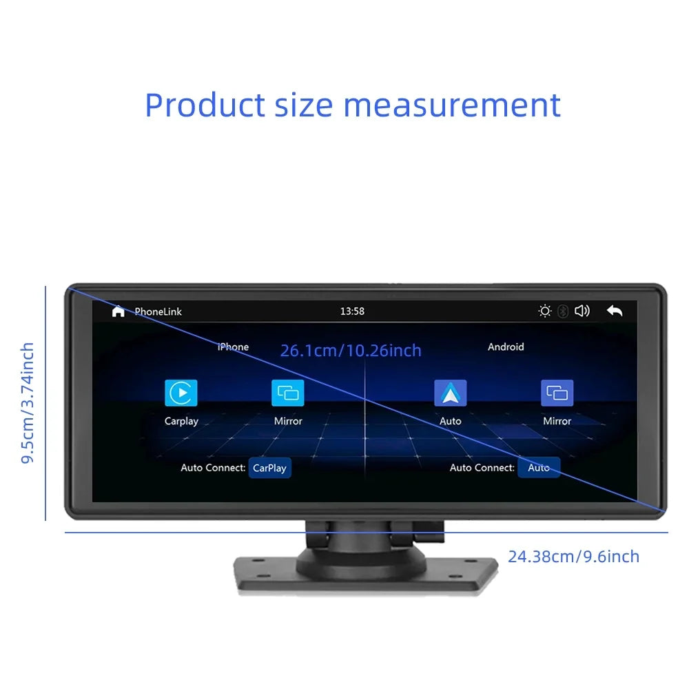 Portable Wireless Carplay&Android Auto Car Stereo,Newest 9.3 Inch Touch Screen Car Stereo with Bluetooth/FM Synchronization/Rear Camera Navigation Unit Player with Bluetooth FM Transmitter,AUX, TF