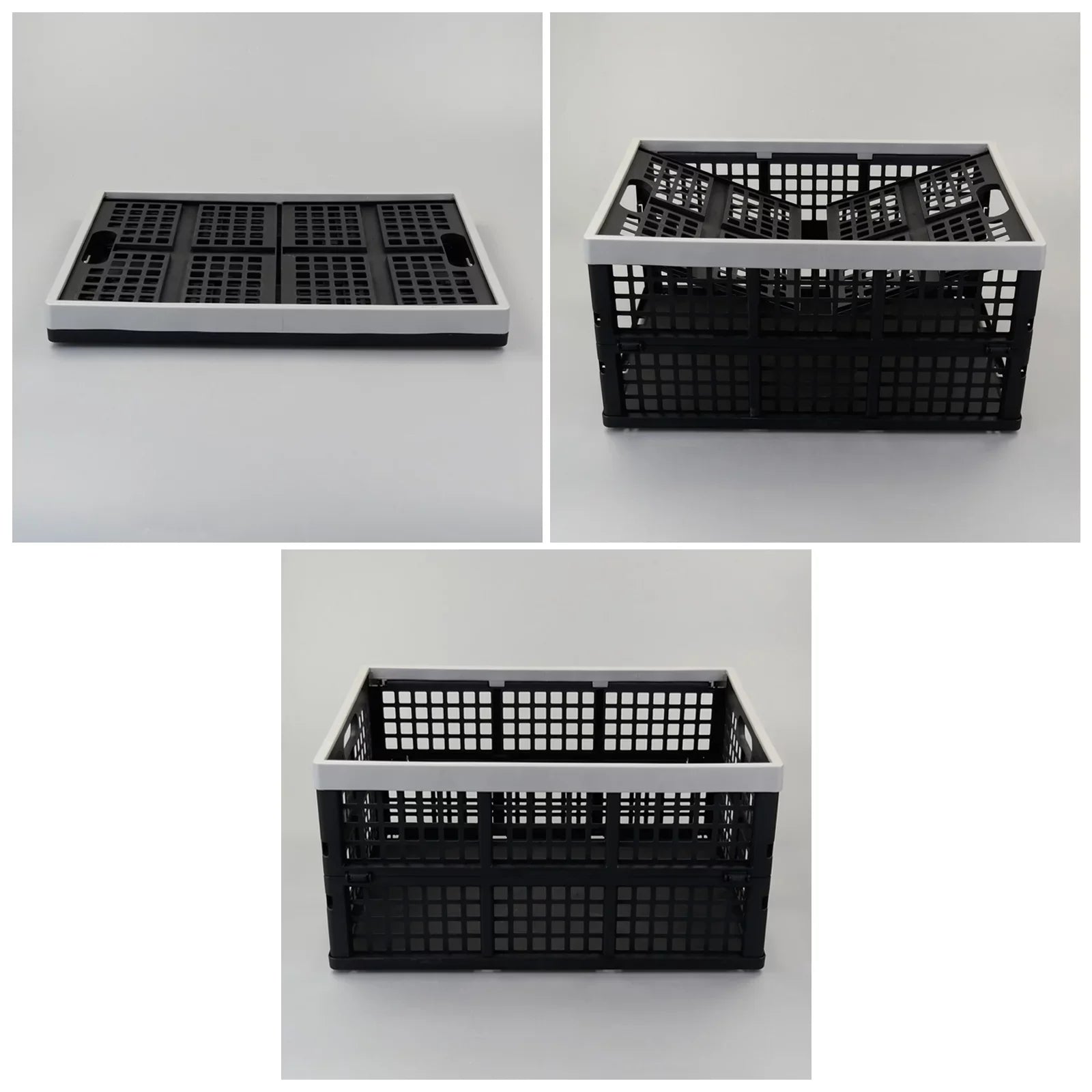 Yuright 4 Packs Plastic Collapsible Storage Crate, 42 Quart Stackable Folding Baskets Bin
