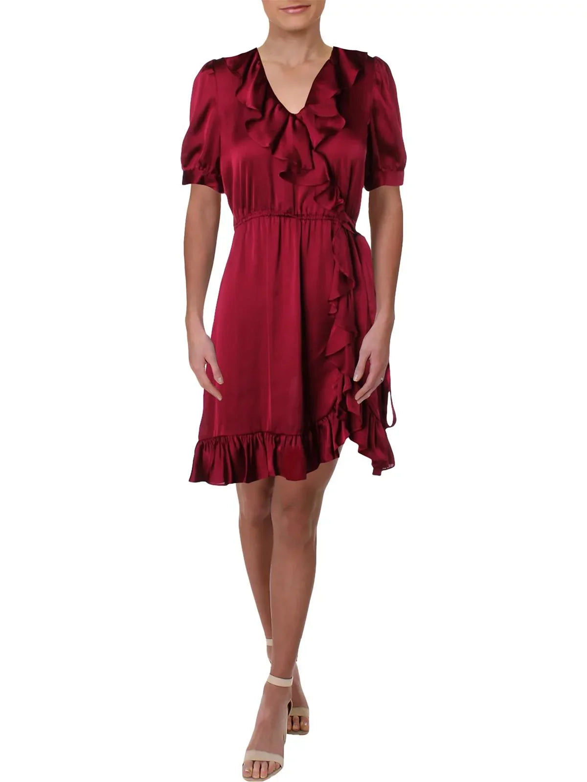 JILL Jill Stuart Womens Asymmetric Ruffle Hem Shirtdress Purple 10