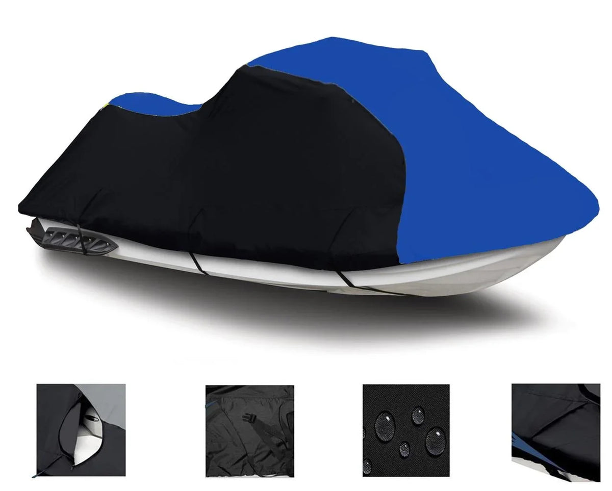 BLACK / BLUE HEAVY-DUTY, 600 DENIER PWC Jet Ski Shield Matching for Kawasaki 1200 STX-R 2002 2003 2004 2005 Trailerable