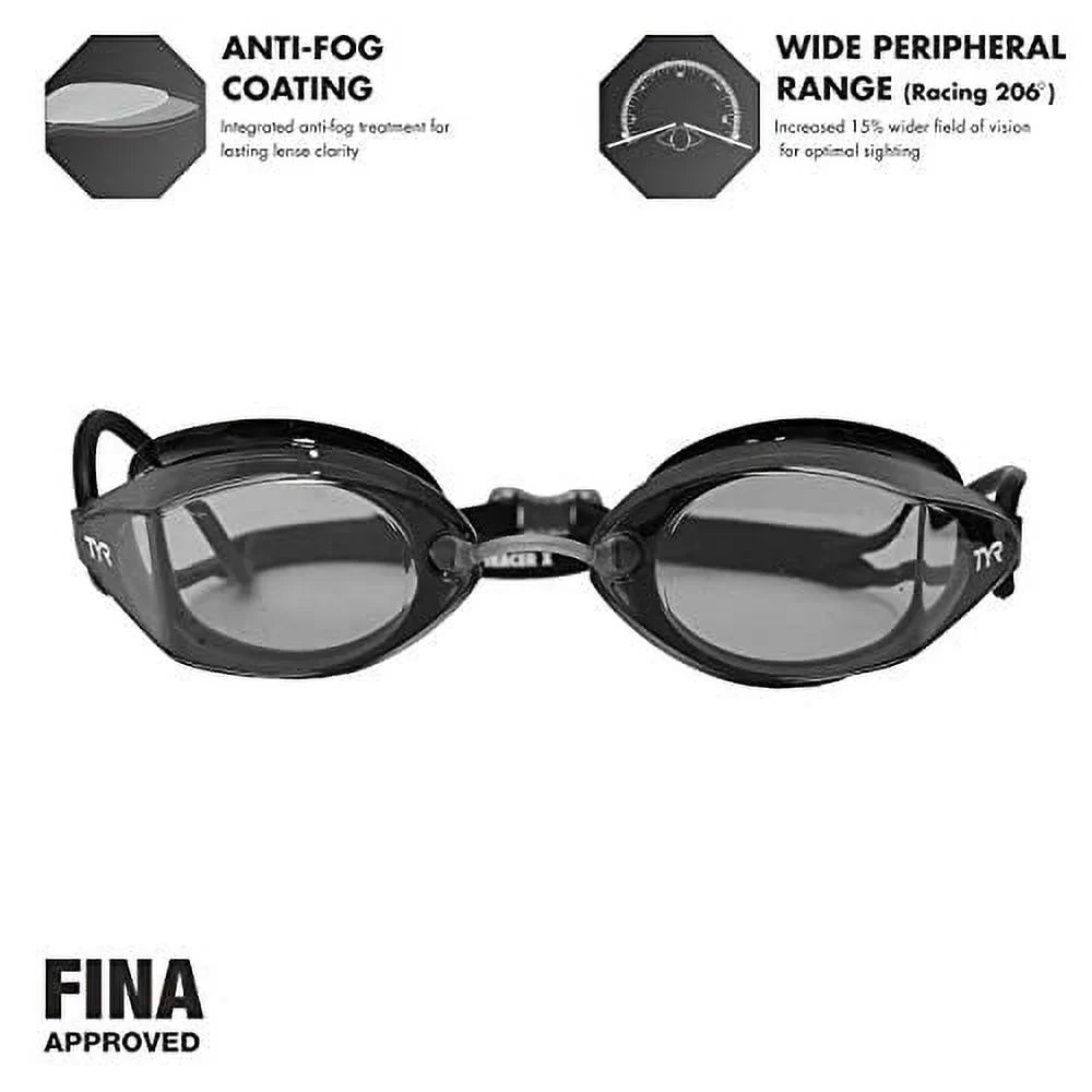 TYR Tracer X Racing Goggle Swim Goggle - Black Smoke Lens
