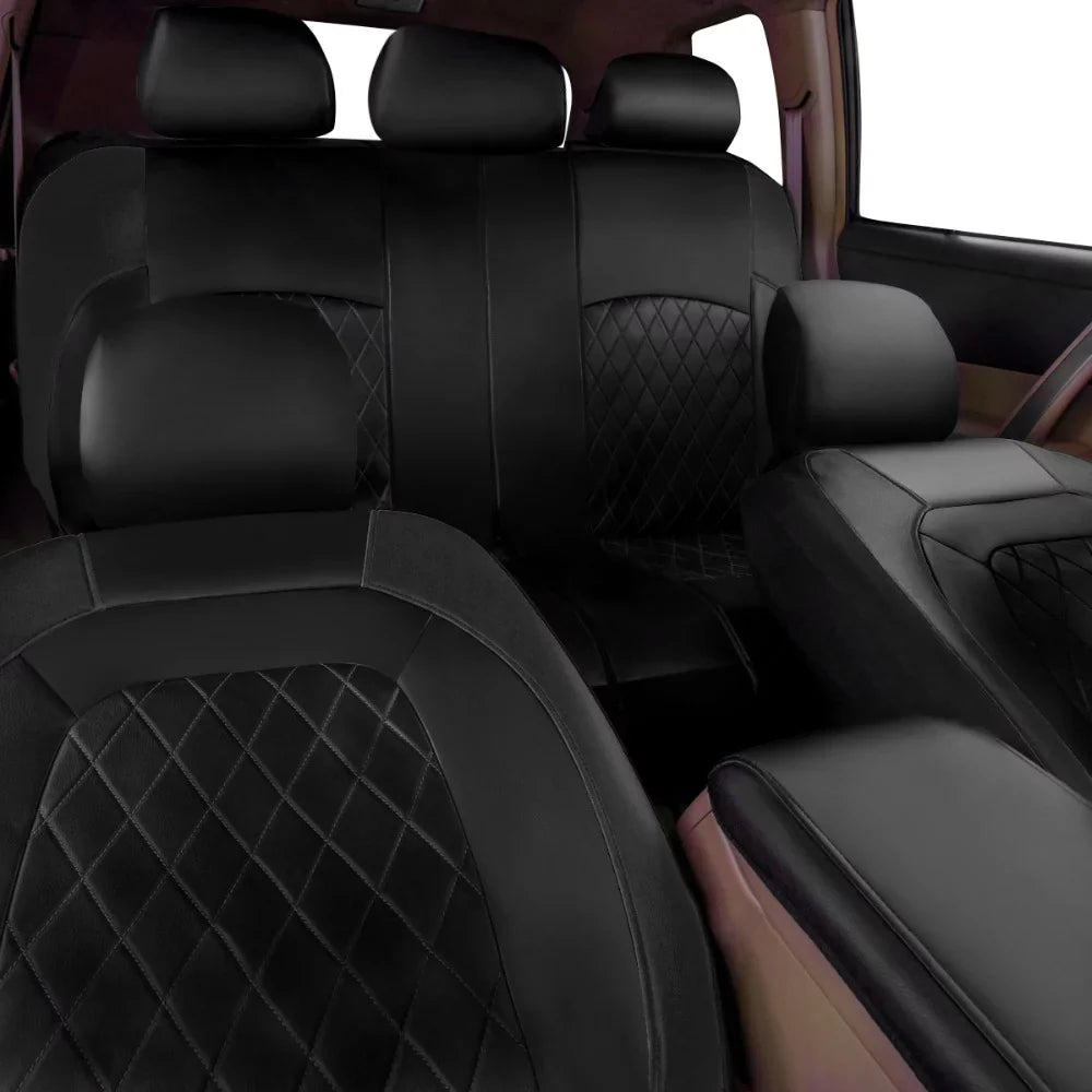 Andoe 9 Pcs Car Seat Protection 5 Seats PU Leather Universal Seat Protection Full Set Auto Interior Accessories for Auto Trucks Van SUV
