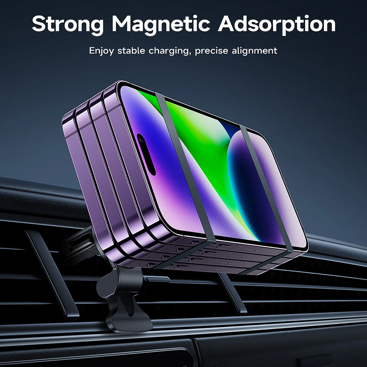 HOCO Magnetic Wireless Car Charger Air Vent Car Phone Holder Mount 15W QI Fast Charging Fitting for iPhone,Samsung,Huawei,etc