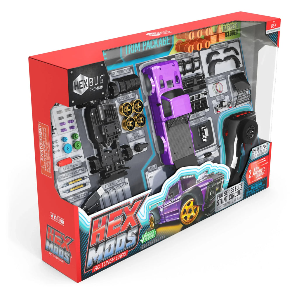 HEXBUG HEXMODS Pro Series Elite Stunt Circuit, Rechargeable Remote Control Car, Model Car Kits for Kids & Adults, STEM Toys for Kids Ages 14 & Up