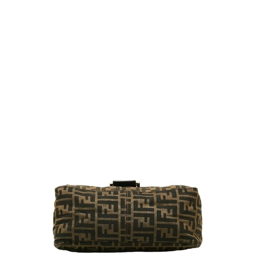 Pre-Owned FENDI ZUCCA Mamma Bucket Bag Brown Canvas Leather Women's (Good)