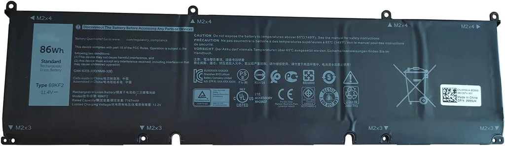 New 8FCTC Laptop Battery for Dell XPS 15 9500 Precision 5550 Alienware M15 R3 R4 M17 R3 R4 Series Notebook 69KF2 08FCTC 70N2F 070N2F 0P8P1P 0DVG8M 0M59JH 11.4V 56Wh 4650mAh