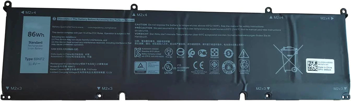 New 8FCTC Laptop Battery for Dell XPS 15 9500 Precision 5550 Alienware M15 R3 R4 M17 R3 R4 Series Notebook 69KF2 08FCTC 70N2F 070N2F 0P8P1P 0DVG8M 0M59JH 11.4V 56Wh 4650mAh