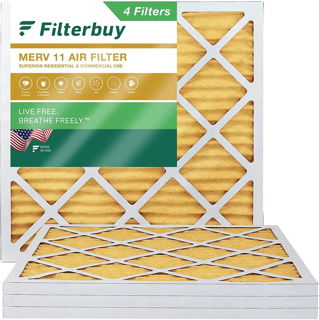Filterbuy 22x22x1 MERV 11 Pleated HVAC AC Furnace Air Filters (4-Pack)
