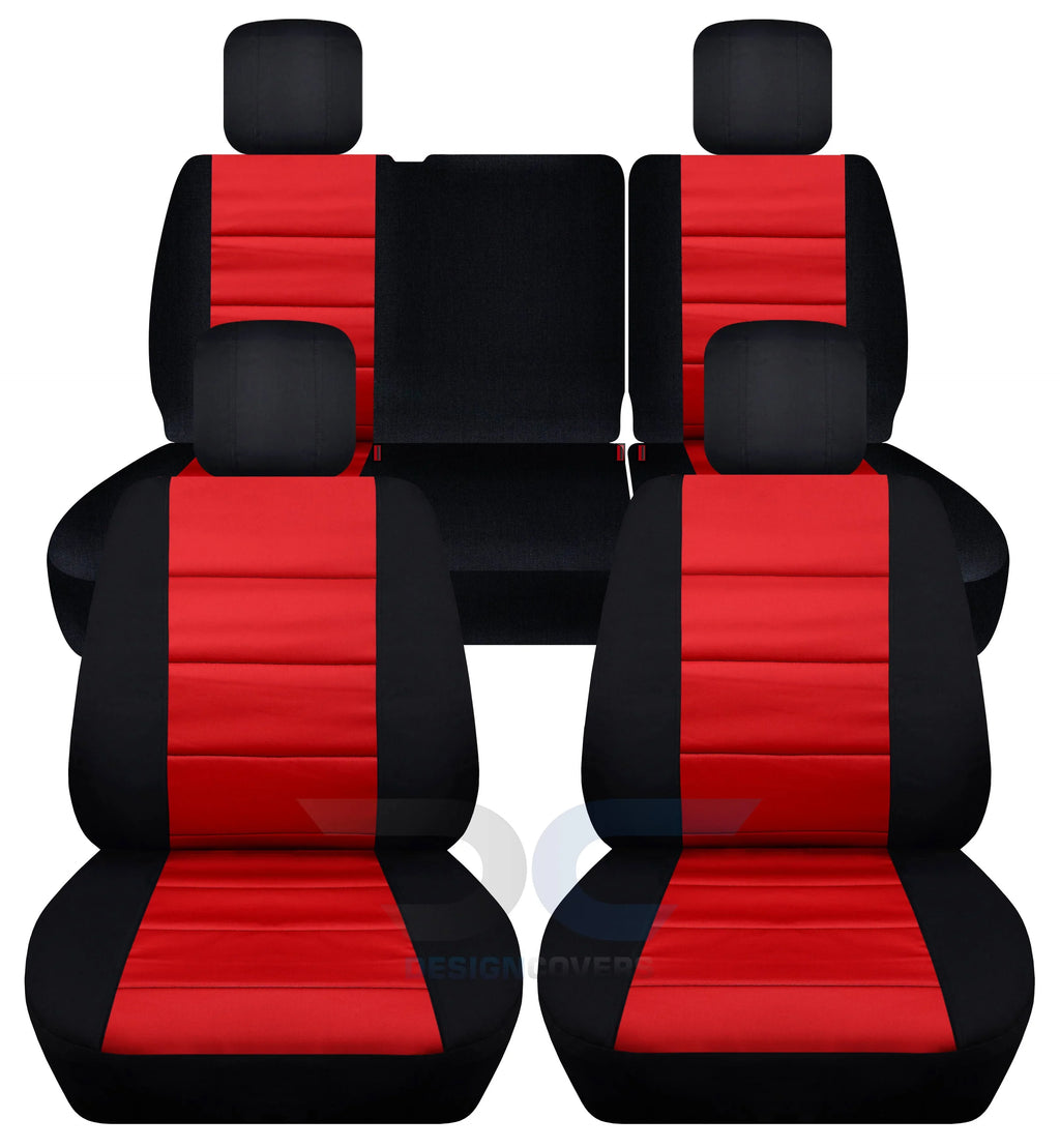 Shield Fits 2011-2012 Jeep Wrangler JK 4-Door Cotton Seat Wrap and Red - Front & Rear Split Bench