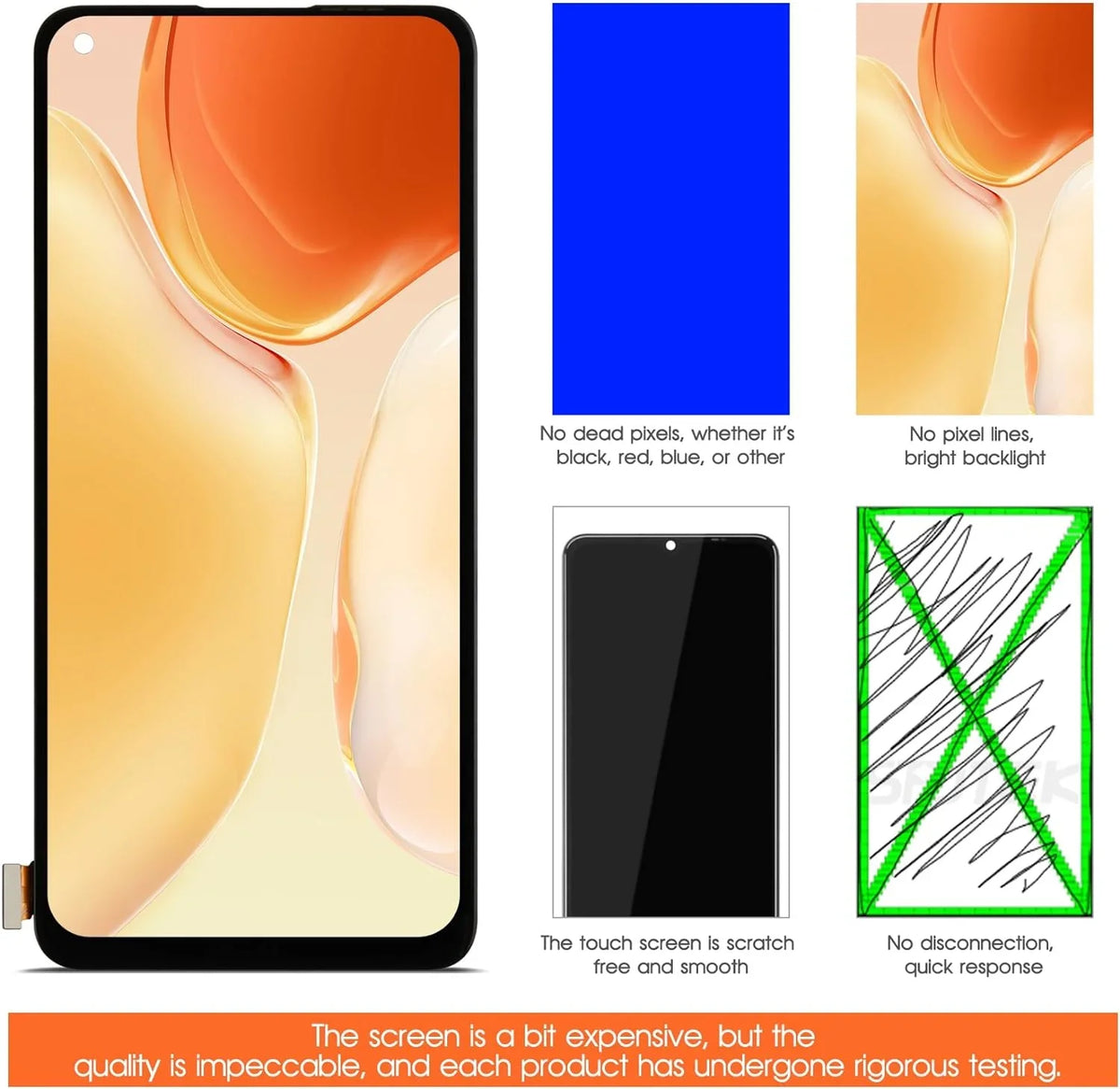 OLED for Oneplus 8T 8T+ 5G Screen Replacement LCD Display KB2001 KB2000 KB2003 KB2005 Screen Touch Digitizer Assembly Repair Part (Support Fingerprint)