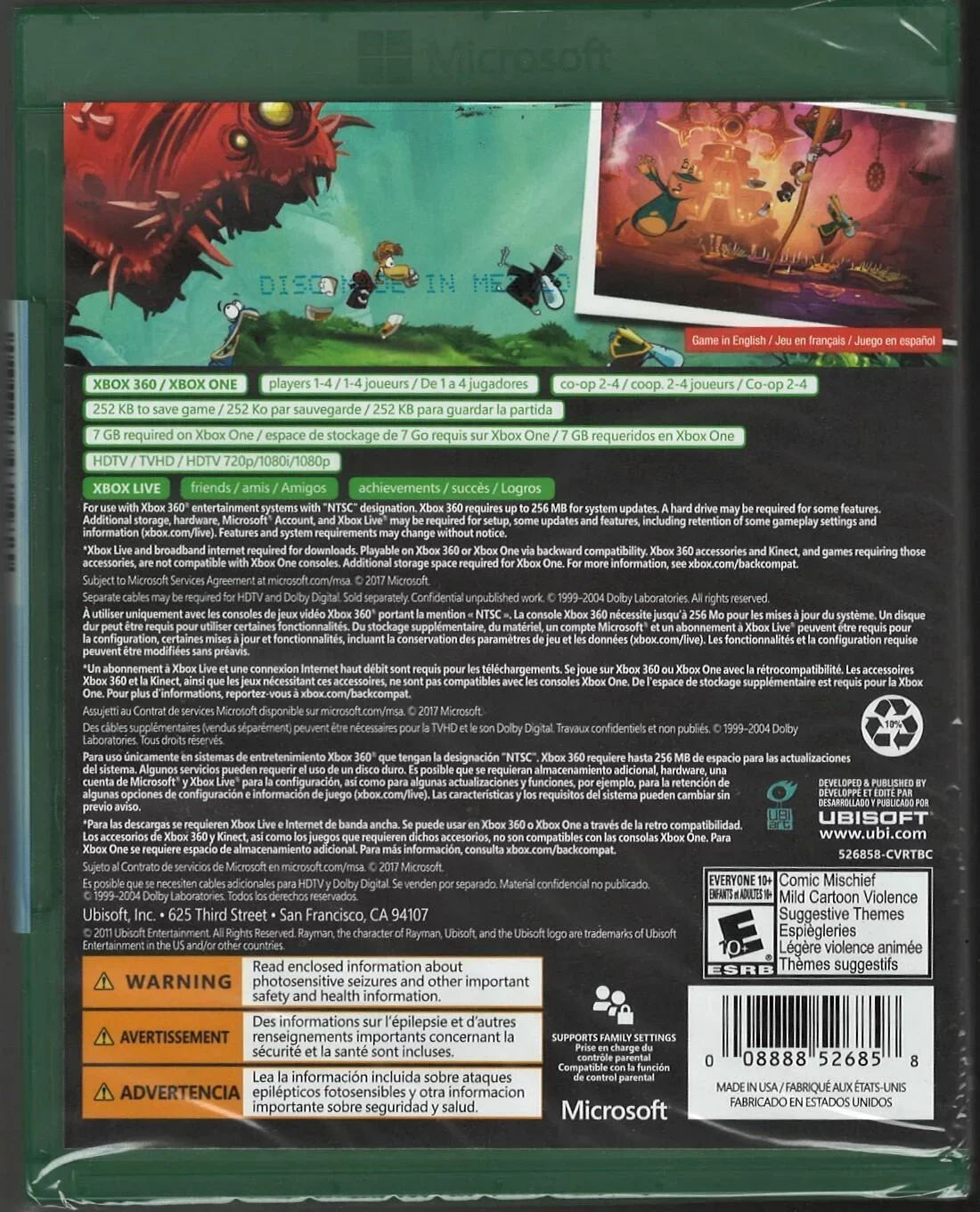 Rayman Origins Xbox 360 (Brand New Factory Sealed US Version) Xbox 360