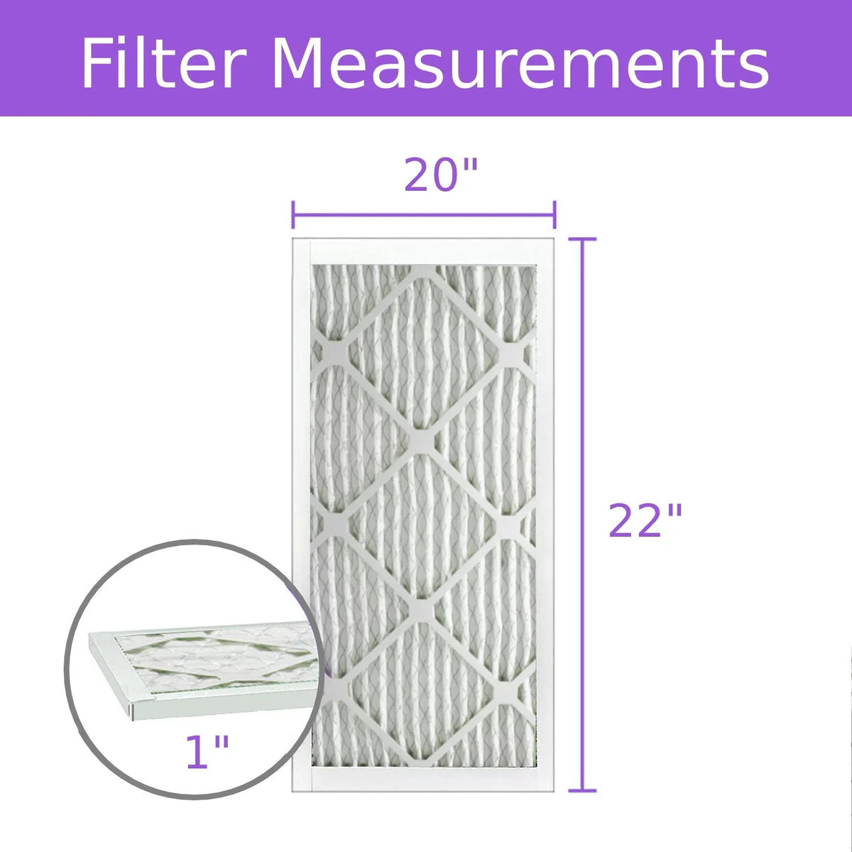20x22x1, Purolator DMK80 Extended Surface Pleated Air Filter, Mechanical MERV 8, (6 Pack)