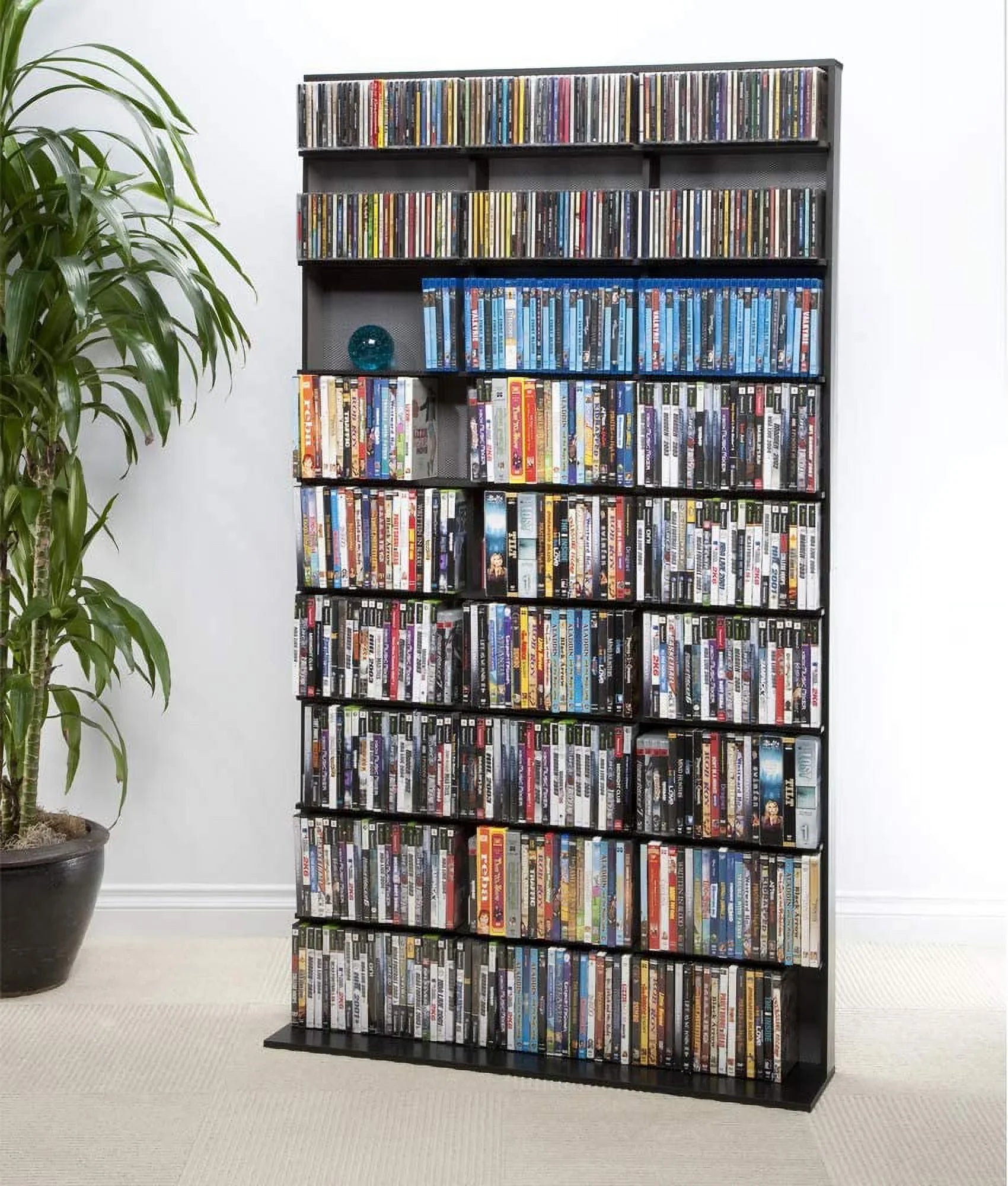 Media Storage Cabinet - Large Tower, Stores 837 s, 630 Blu-Rays, 531 s, 624 PS3/PS4 Games Or 528 Wii Games With 9 Fixed Shelves, PN35435725 In Black